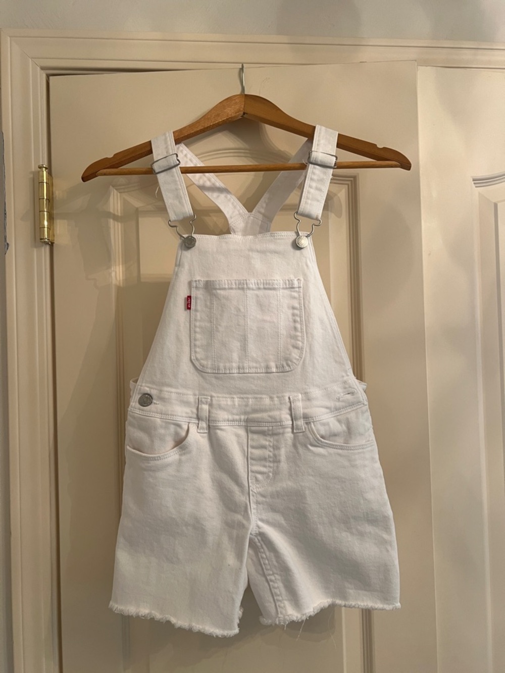 Levi's White Denim Short Overalls Kids Casual-sz 10 regular